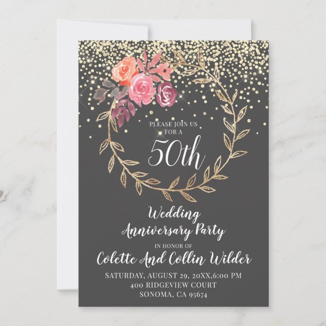 50th Wedding Anniversary  Invitation (Front)