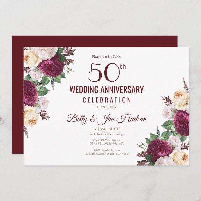 50th Wedding Anniversary Invitation (Front/Back)