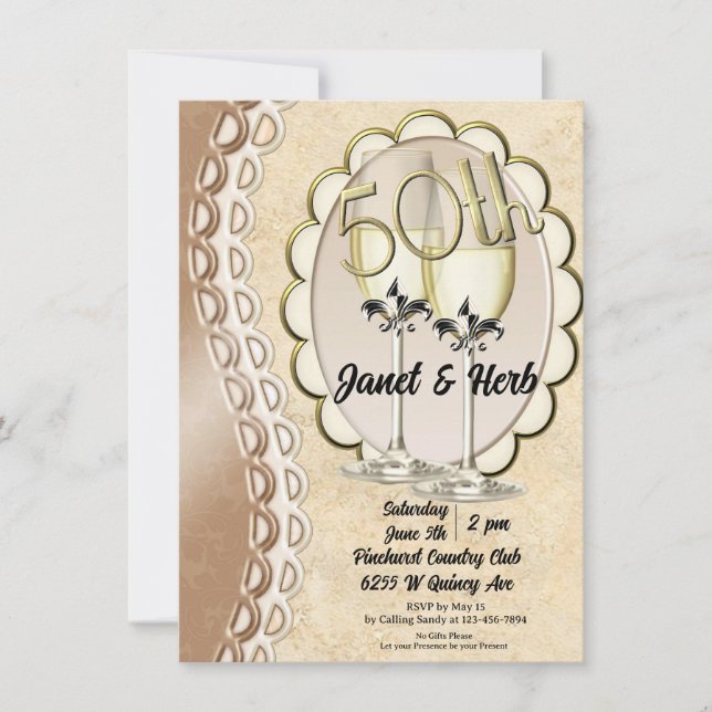 50th Wedding anniversary invitation announcement (Front)