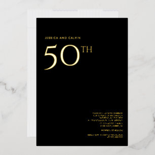 50th Wedding Anniversary Invitation Black & Gold