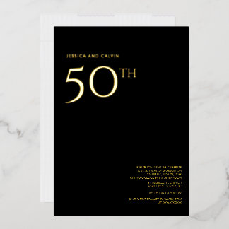 50th Wedding Anniversary Invitation Black & Gold