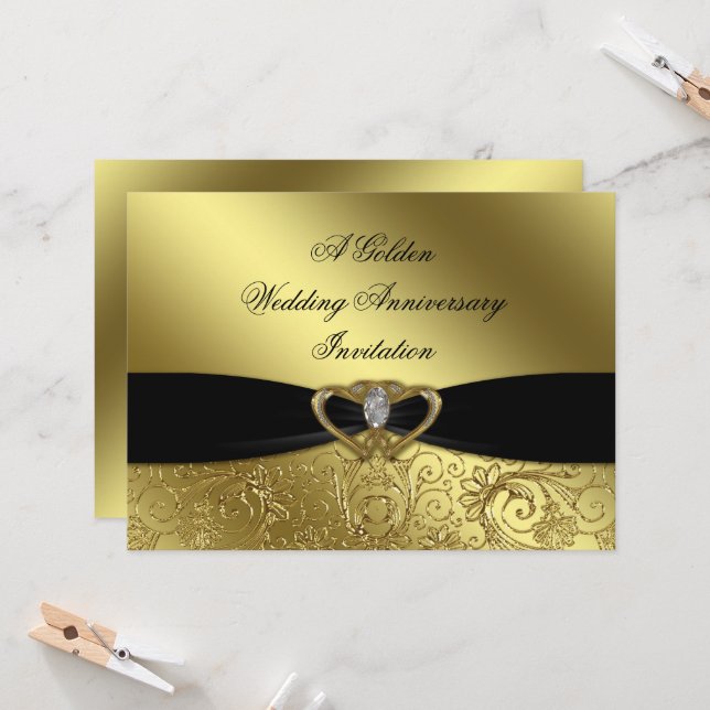 50th Wedding Anniversary Invitation Card (Front/Back In Situ)