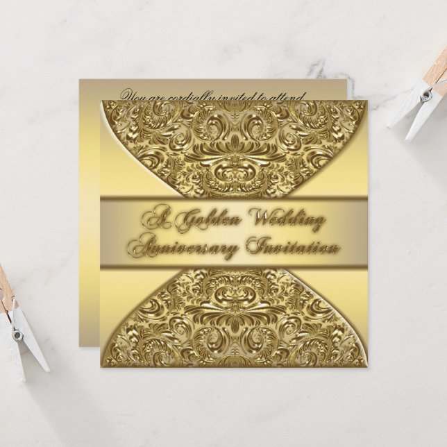 50th Wedding Anniversary Invitation Card (Front/Back In Situ)