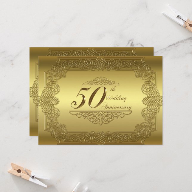 50th Wedding Anniversary Invitation Card (Front/Back In Situ)