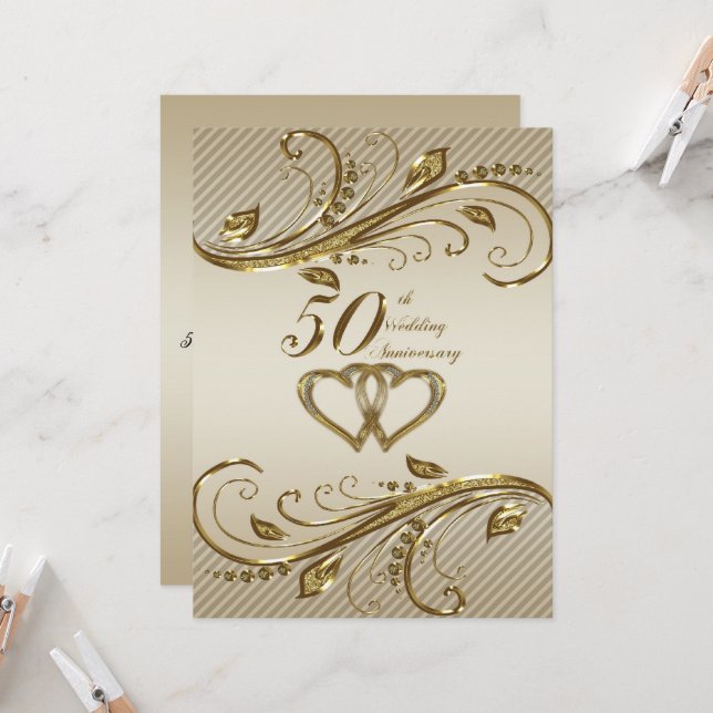 50th Wedding Anniversary Invitation Card (Front/Back In Situ)