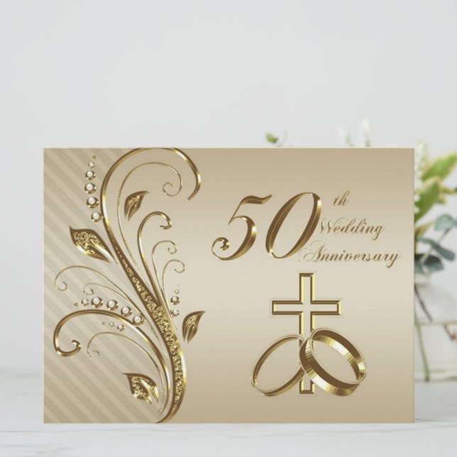 50th Wedding Anniversary Invitation Card (Standing Front)