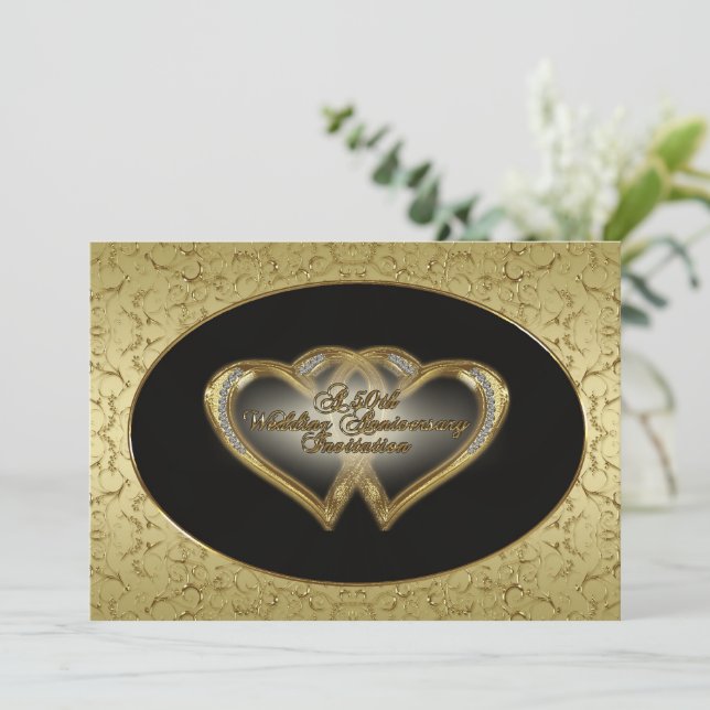 50th Wedding Anniversary Invitation Card (Standing Front)