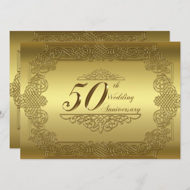 50th Wedding Anniversary Invitation Card (Front/Back)