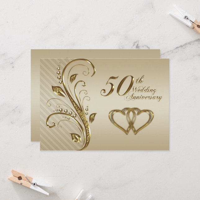 50th Wedding Anniversary Invitation Card (Front/Back In Situ)