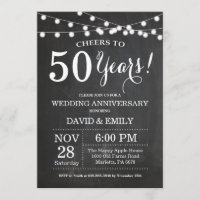 50th Wedding Anniversary Invitation Chalkboard