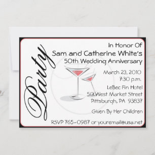 50th Wedding Anniversary Invitation Cocktails