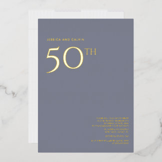 50th Wedding Anniversary Invitation Dusty Blue
