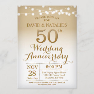 50th Wedding Anniversary Invitation Gold