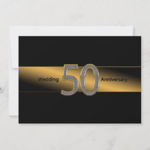 50th Wedding Anniversary - Invitation - Gold/Black