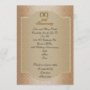 50th Wedding Anniversary invitation gold damask