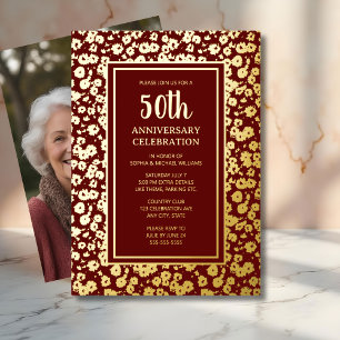 50th Wedding Anniversary Invitation Golden