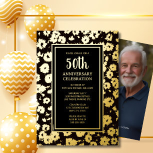 50th Wedding Anniversary Invitation Golden