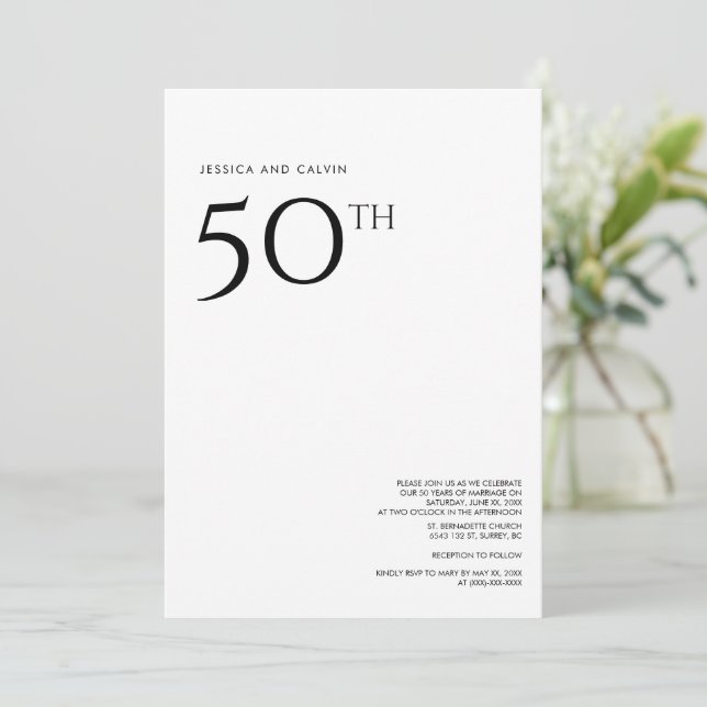 50th Wedding Anniversary Invitation Minimalist (Standing Front)
