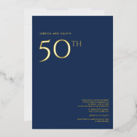 50th Wedding Anniversary Invitation Navy Blue