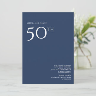 50th Wedding Anniversary Invitation Navy Blue