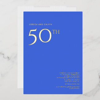 50th Wedding Anniversary Invitation Royal Blue 