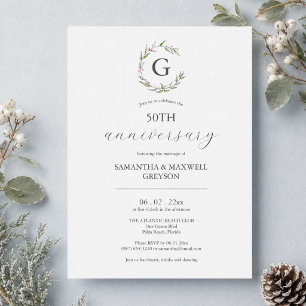 50th Wedding Anniversary Invitations Botanicals