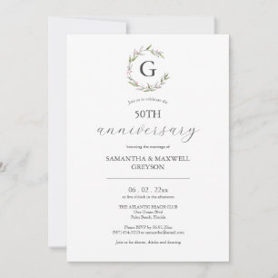 50th Wedding Anniversary Invitations Botanicals