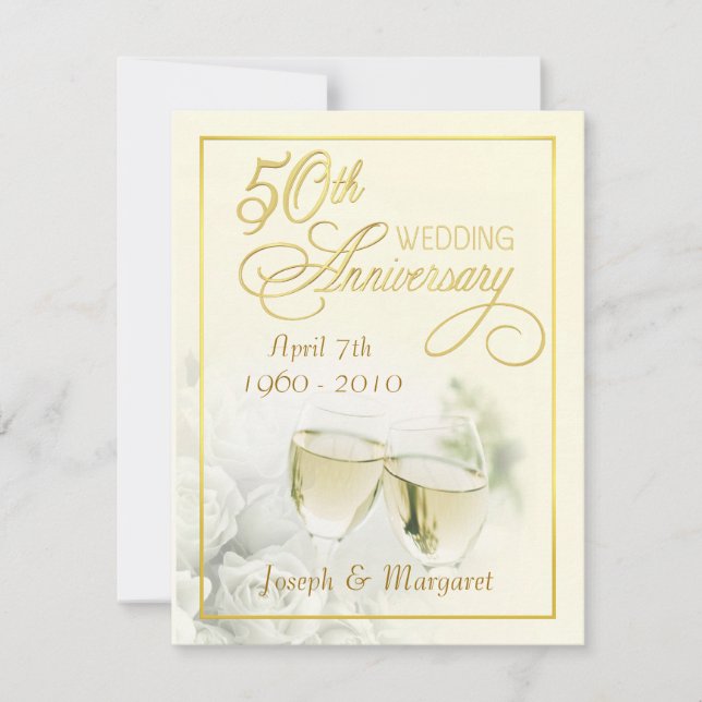 50th Wedding Anniversary Invitations - Ivory Small (Front)
