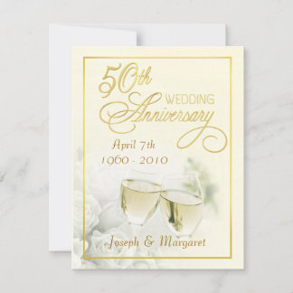 50th Wedding Anniversary Invitations - Ivory Small