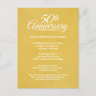 50th Wedding Anniversary Large Print Golden Postcard