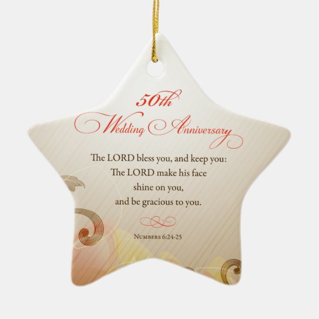 50th Wedding Anniversary, Lord Bless & Keep Ceramic Ornament (Front)