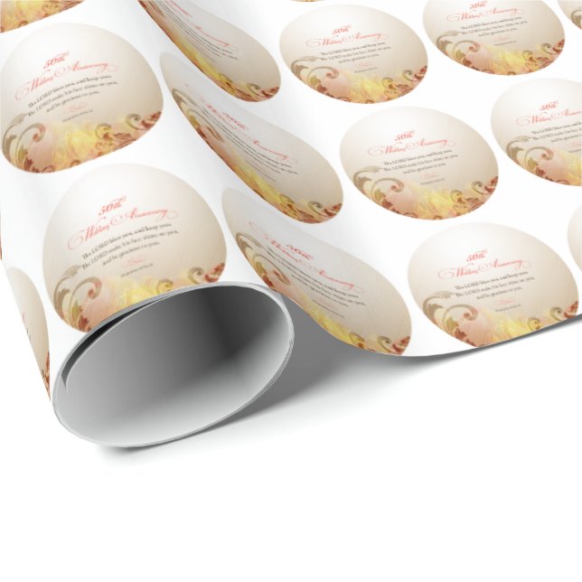 50th Wedding Anniversary, Lord Bless & Keep Wrapping Paper (Roll Corner)