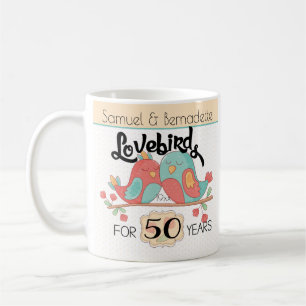 50th Wedding Anniversary Lovebirds Custom Coffee Mug