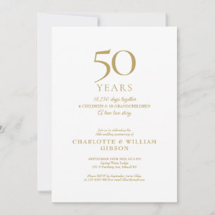 50th Wedding Anniversary Memories Gold Photo Invitation