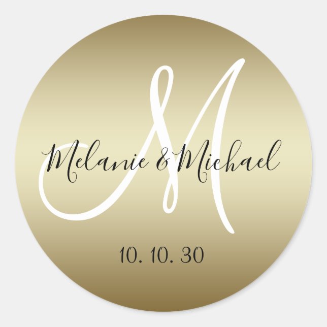 50th Wedding Anniversary Monogram Script Classic Round Sticker (Front)