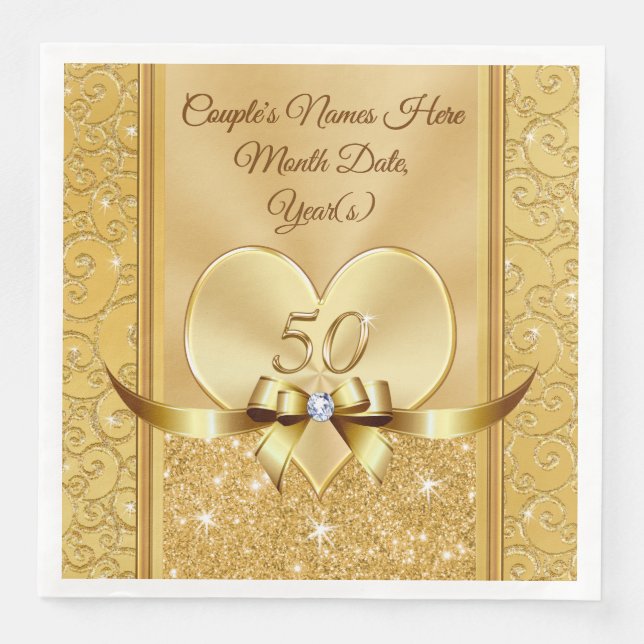50th Wedding Anniversary Napkins Personalised (Front)