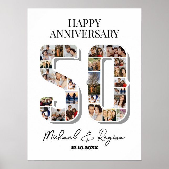50th Wedding Anniversary Number 50 Photo Collage Poster (Front)