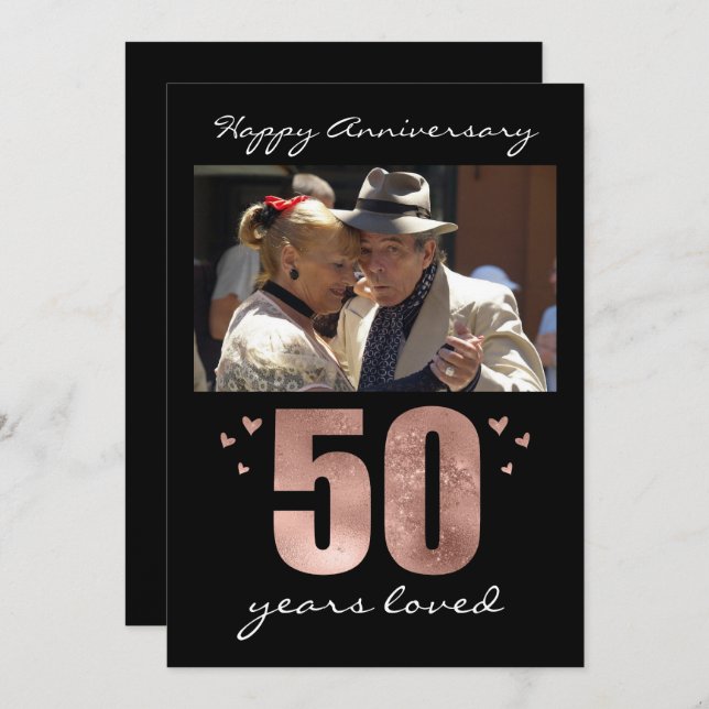 50th Wedding Anniversary One Photo Party Invitation (Front/Back)