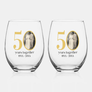 50th wedding anniversary (or ANY 0 YEAR) Keepsake Stemless Wine Glass