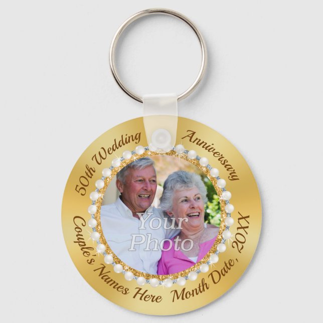 50th Wedding Anniversary Party Favours Souvenirs, Key Ring (Front)