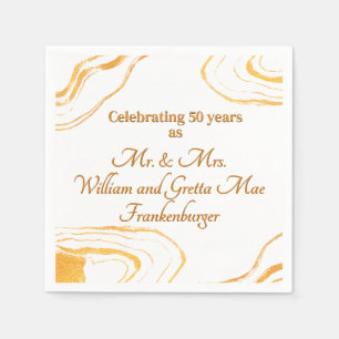 50th Wedding Anniversary Party Gold and white Napkin