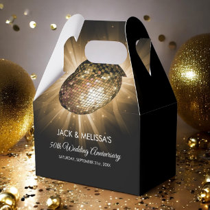 50th Wedding Anniversary Party Gold Disco Ball Favour Box