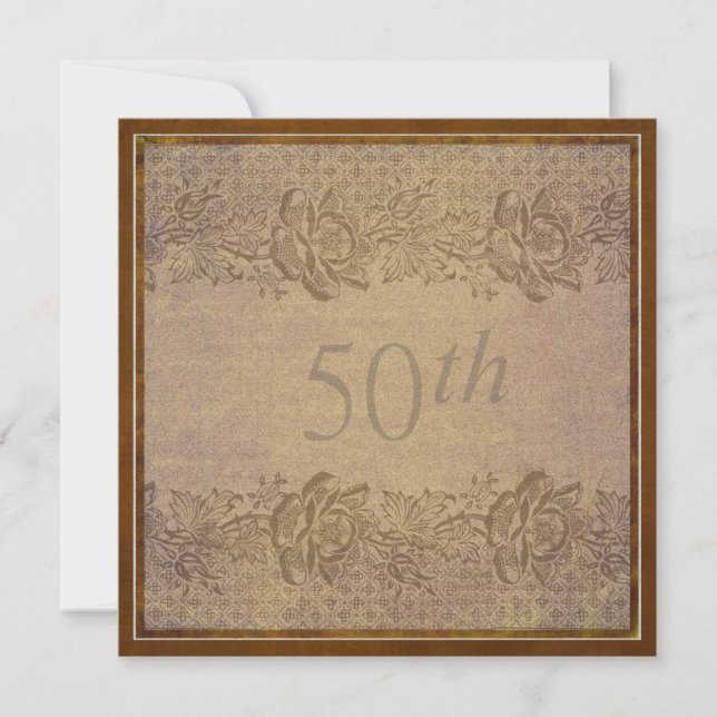 50th Wedding Anniversary Party  Gold Floral Custom Invitation (Front)