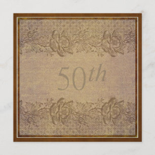 50th Wedding Anniversary Party  Gold Floral Custom Invitation