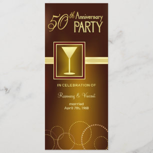 50th Wedding Anniversary Party - Gold Monogram Invitation