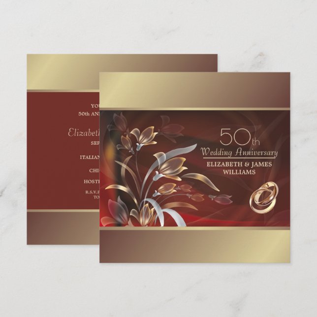 50th Wedding Anniversary Party  Invitation (Front/Back)