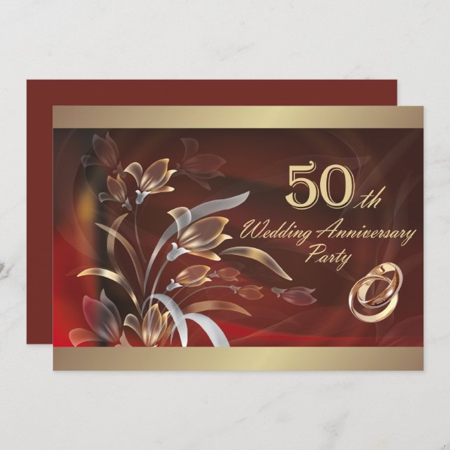 50th Wedding Anniversary Party Invitations (Front/Back)