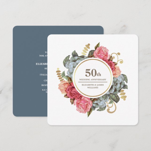50th Wedding Anniversary Party Invitations (Front/Back)