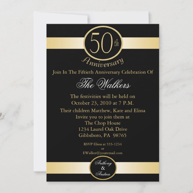 50th Wedding Anniversary Party Invitations (Front)