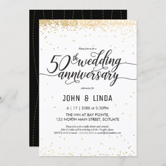 50th Wedding Anniversary Party Invite - Golden